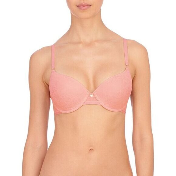 💕NATORI💕 Sheer Jacquard Full Fit Contour Underwire Bra ~ Blossom Pink 36DD NWT - Picture 2 of 11